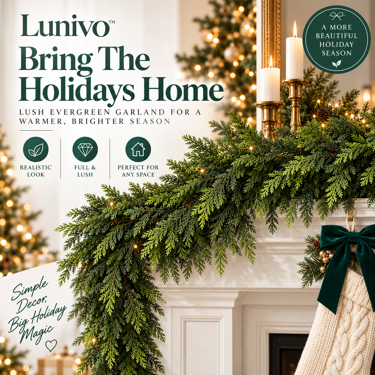 Lunivo™ Evergreen Holiday Garland